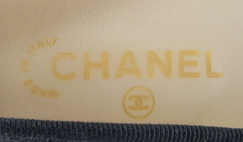 Pair Chanel Fabric Cap Toe Ballerina Flats