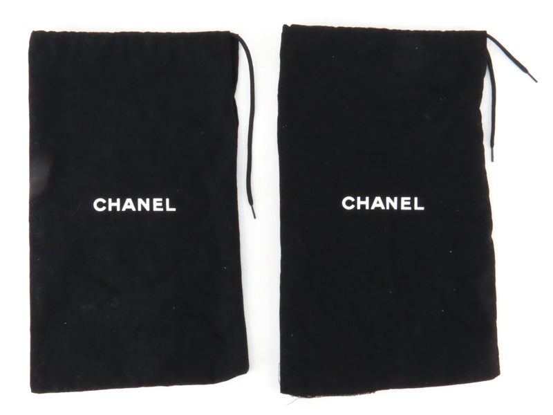 Pair Chanel Fabric Cap Toe Ballerina Flats