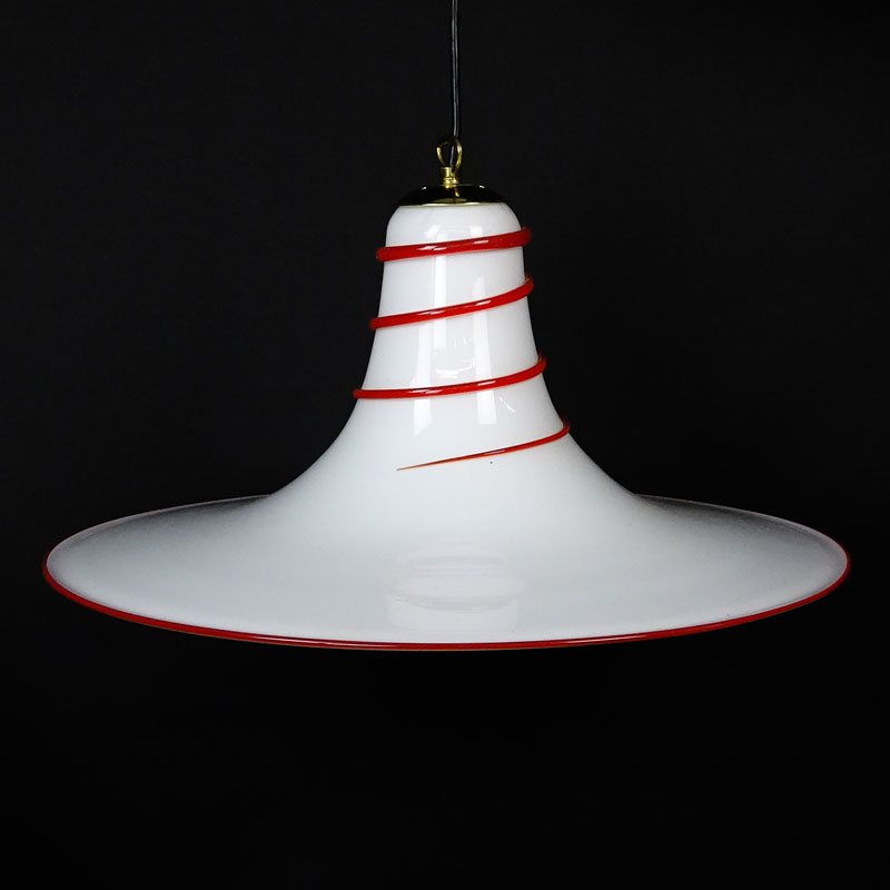 Mid Century Murano Art Glass Bell Shape Swirl Chandelier/Pendant Light