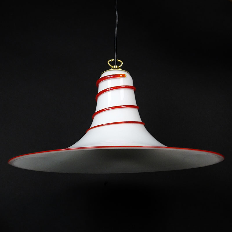 Mid Century Murano Art Glass Bell Shape Swirl Chandelier/Pendant Light