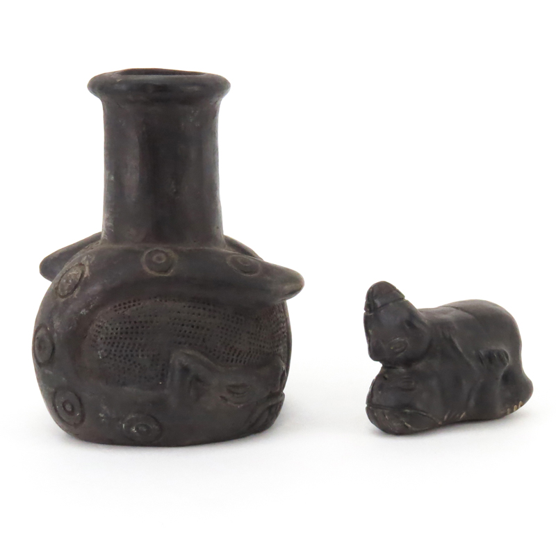 Two (2) Pre Columbian or Later Blackware Pottery Items