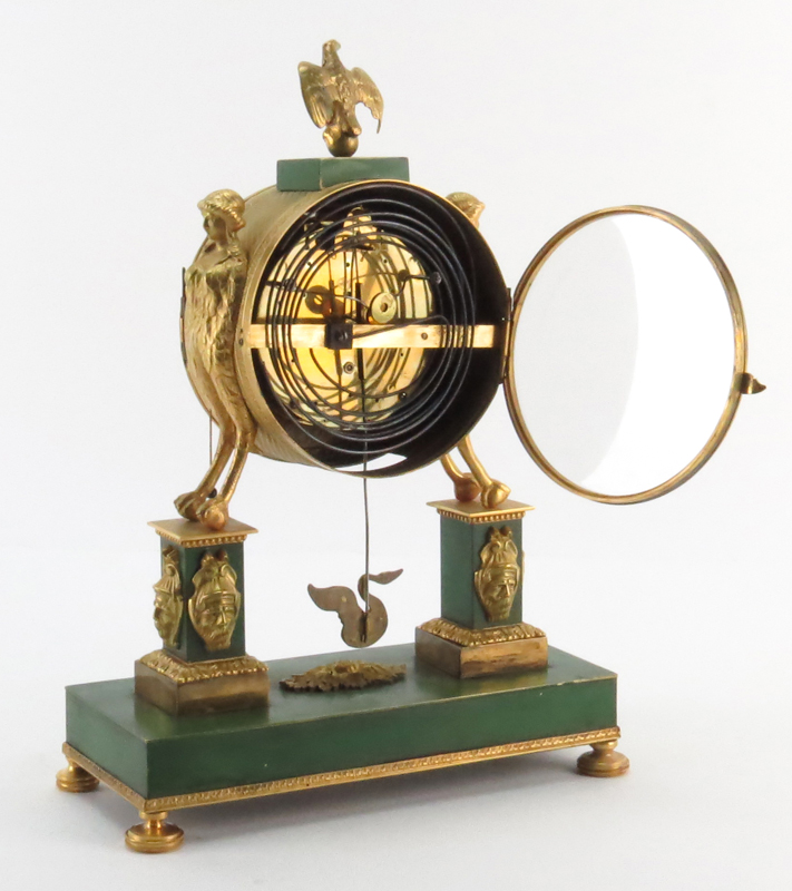Late 18th or Early 19th Century Austrian Empire Gilt Bronze Figural Mantel Clock