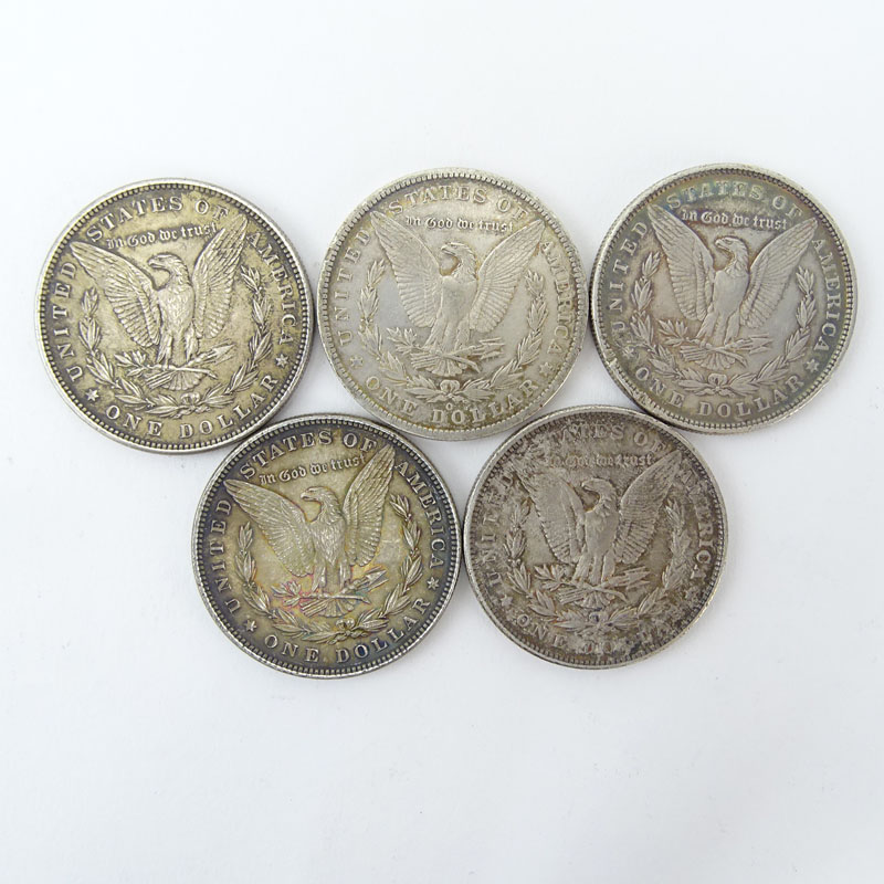 Lot of Five (5) 1882-1901 U.S. Morgan Silver Dollars.