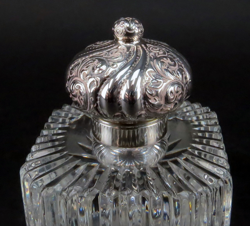 20th Century Sterling and Glass Inkwell and Tray
