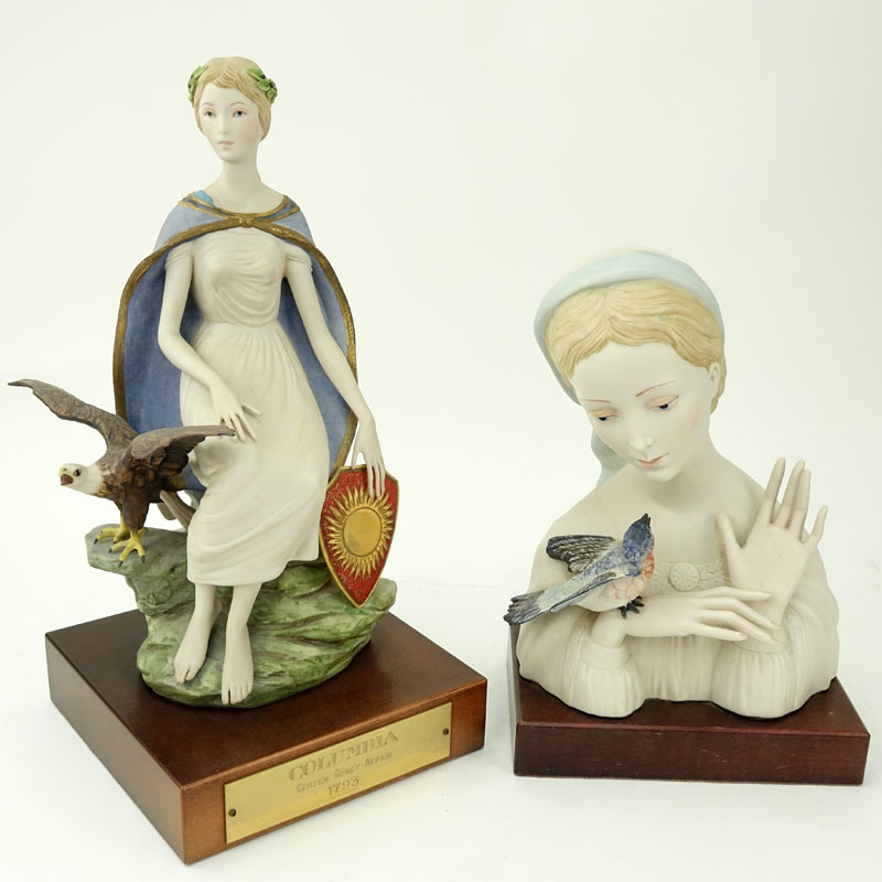 Two (2) Cybis Polychrome Porcelain Figurines Mounted on Wooden Bases