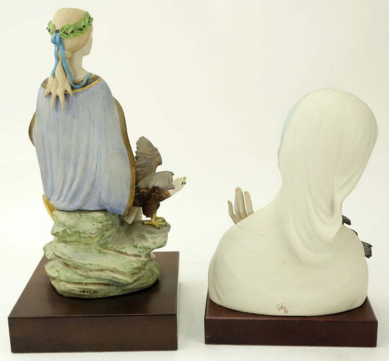 Two (2) Cybis Polychrome Porcelain Figurines Mounted on Wooden Bases