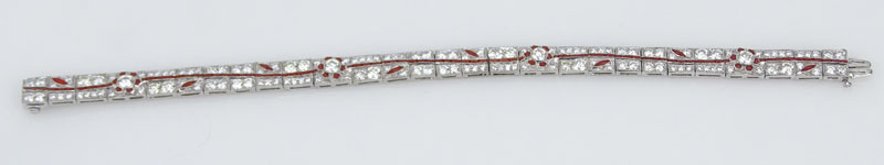 5.0 Carat Diamond and Coral Bracelet.