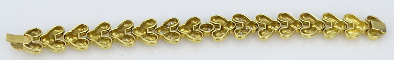 Vintage 18 Karat Yellow Gold Link Bracelet with Diamond Accents