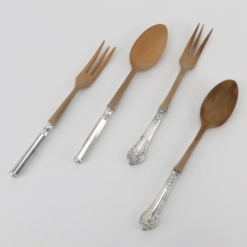 Two (2) Pairs of Sterling Handled Salad Serving Sets