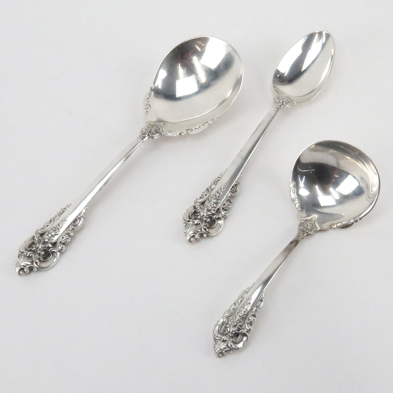 Grouping of Three (3) Wallace Grand Baroque Sterling Silver Serving Spoons