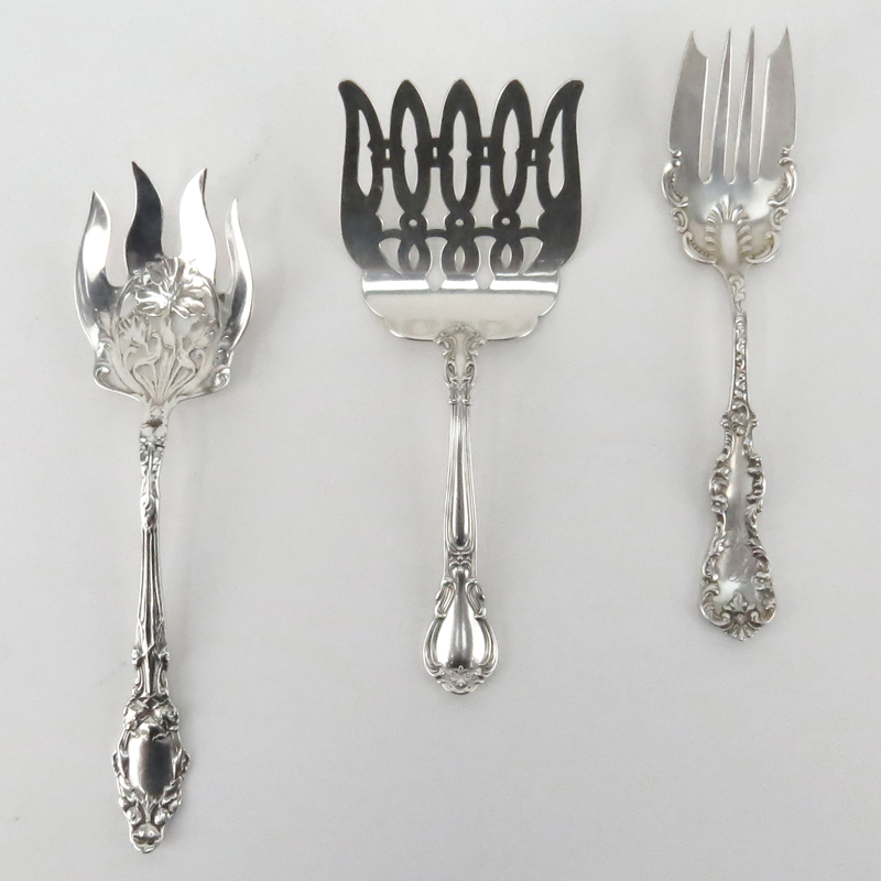 Grouping of Three (3) Sterling Silver Meat Serving Forks