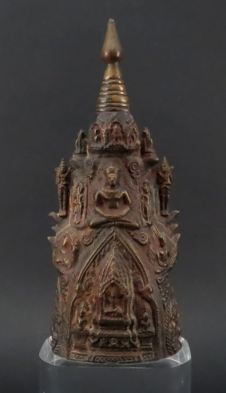 Bronze Buddha Sculpture On Lucite Base
