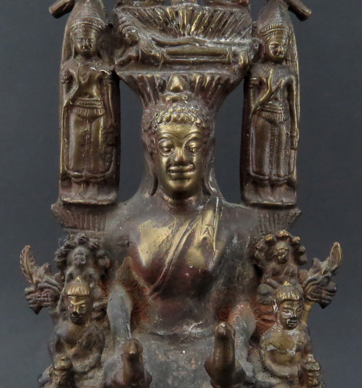 Bronze Buddha Sculpture On Lucite Base