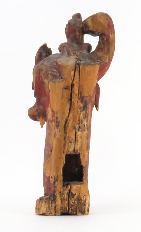 Early Chinese Carved Polychrome Wood Figure "Wiseman"