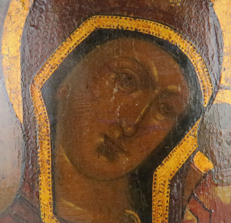 19th Century Hand Painted Russian Icon On Cradled Panel