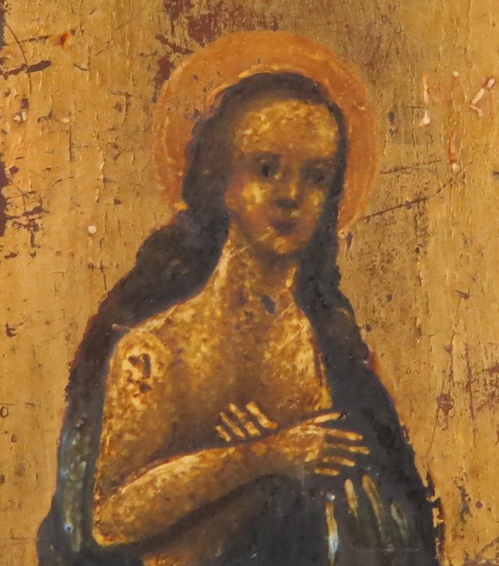 19/20th Century Russian Gilt Painted Wood Icon