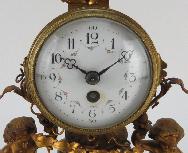 19/20th Century French Bronze and Porcelain Figural Clock
