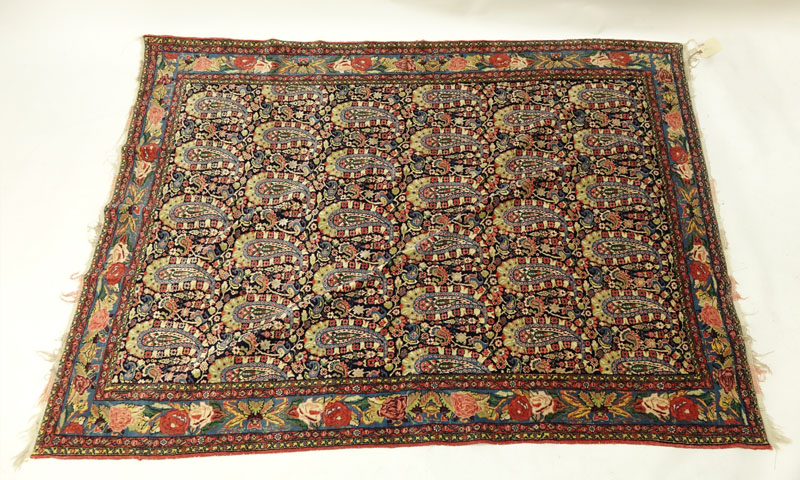 Very Fine Antique Persian Sinnah Senneh Silk and Wool Rug with Rare Multi Color Silk Warp