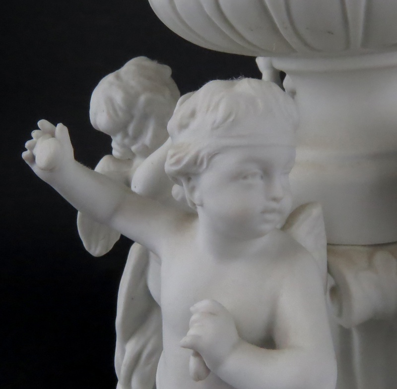 Vintage Bisque Porcelain Figural Lamp With Lithopane Shade