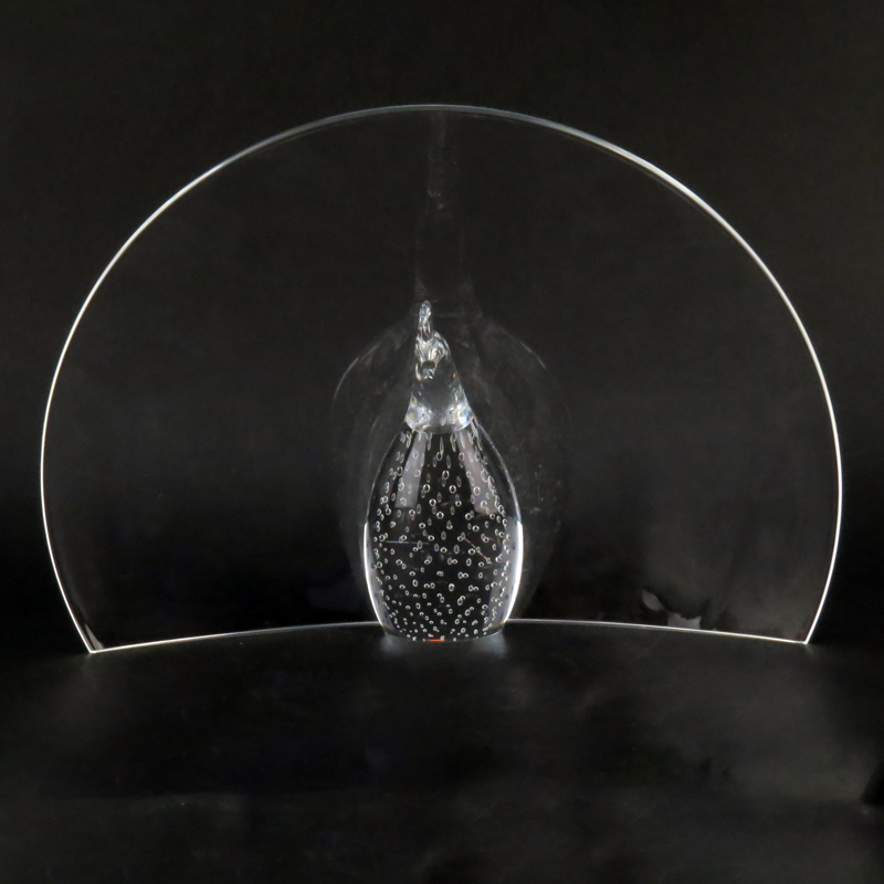 Steuben "Peacock" Clear Crystal Centerpiece Figurine