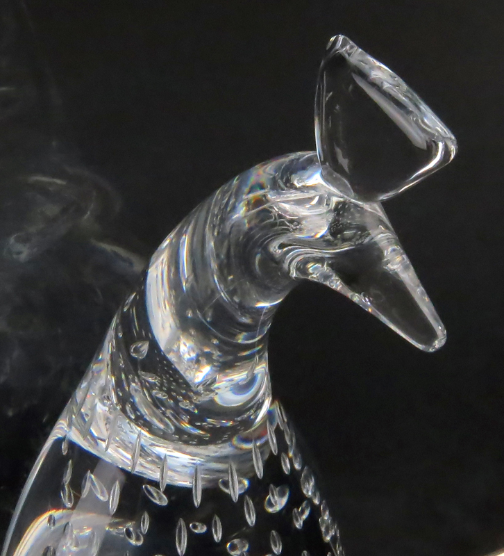 Steuben "Peacock" Clear Crystal Centerpiece Figurine