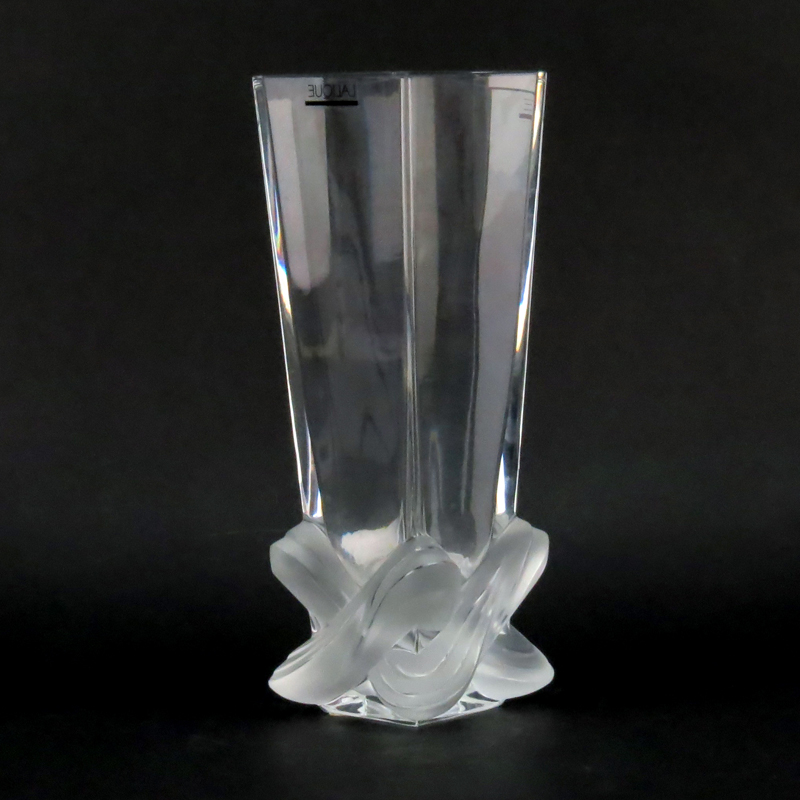 Lalique "Lucca" Partial Frosted Crystal Vase