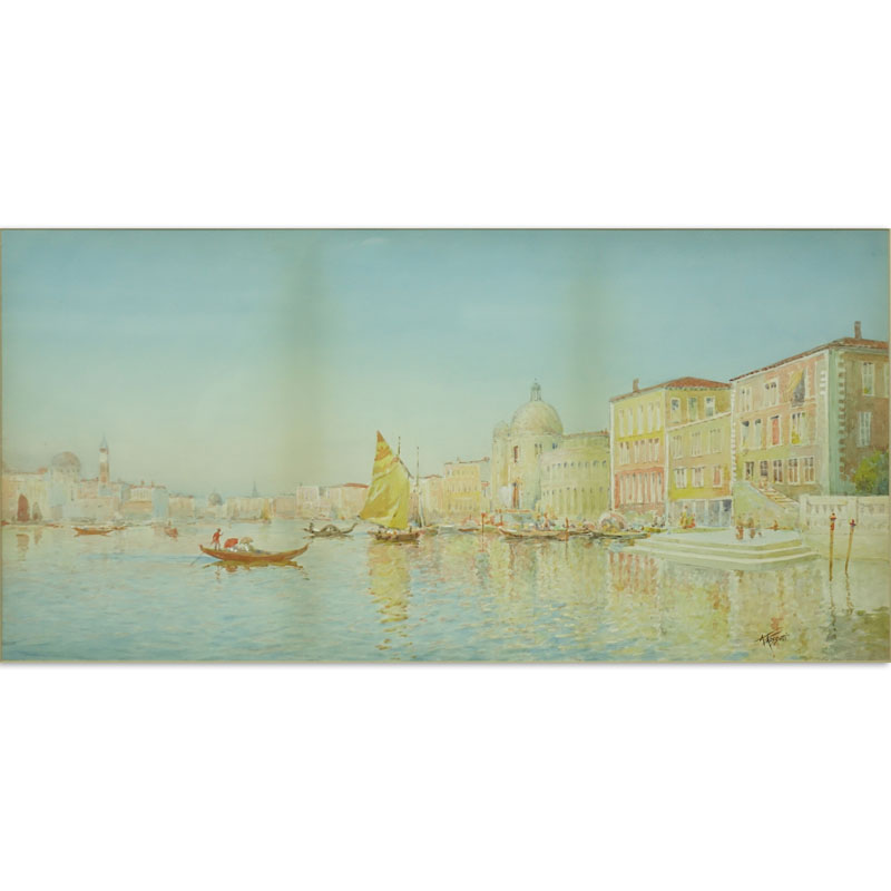 Well Done Watercolor "Venice". Bears signature A. Rossetti