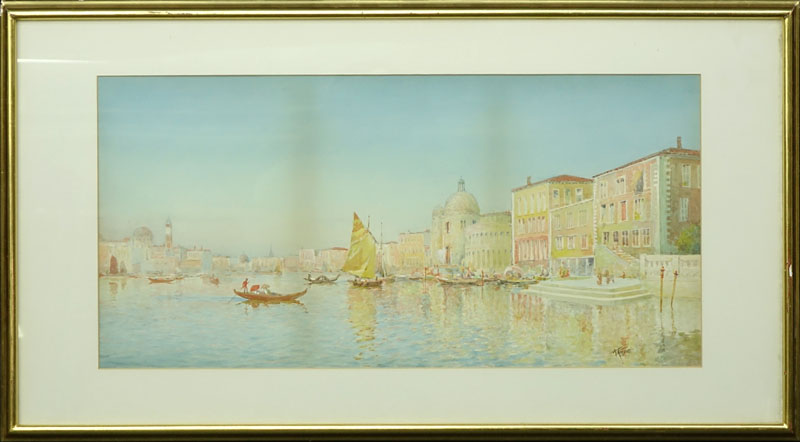 Well Done Watercolor "Venice". Bears signature A. Rossetti