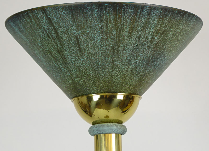 Attributed to Mastercraft Polished Brass and Polychrome Floor Lamp