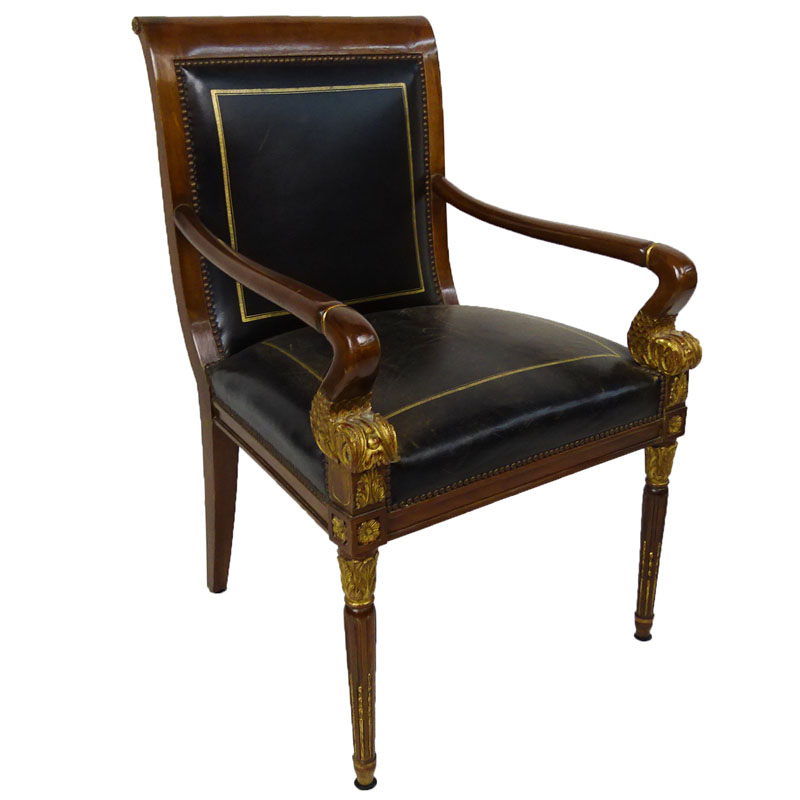 20th Century Louis XVI Style Carved Mahogany Desk Chair