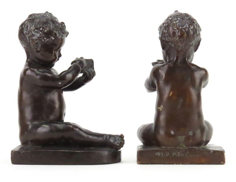 Brenda Putnam, American (1890-1975) Pair of Putti Figural Bronze Bookends