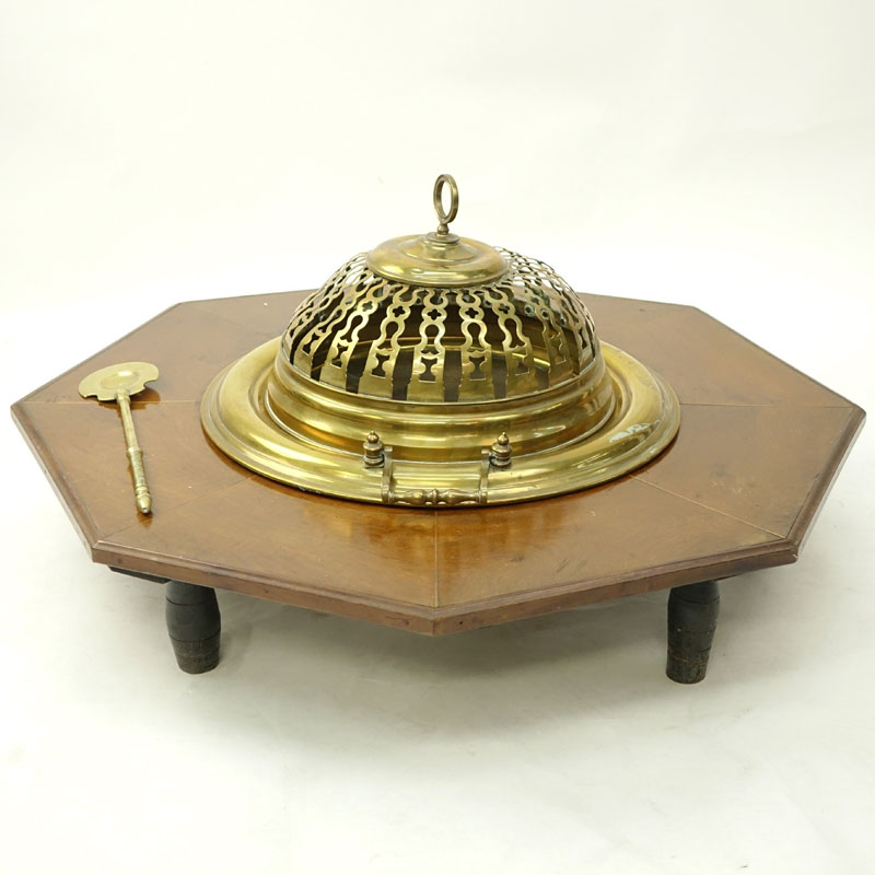 Vintage Brass and Wood Brazier