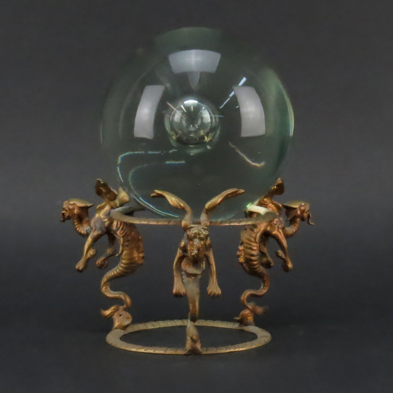 Formia Murano Art Glass Crystal Ball On Dragon Stand