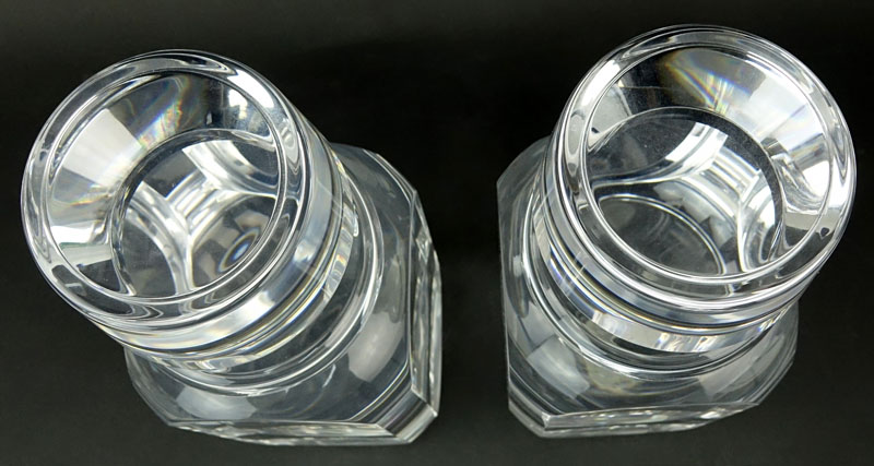 Pair Of Solid Lucite Decanter Style Sculptures