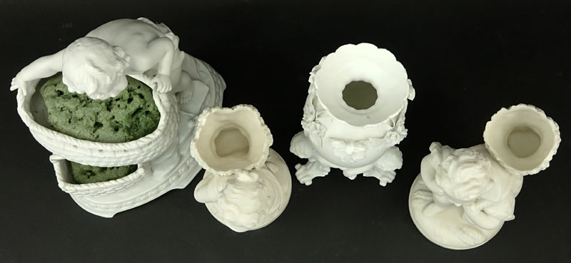 Group of Four (4) Parian Bisque Figural Vases/Planters