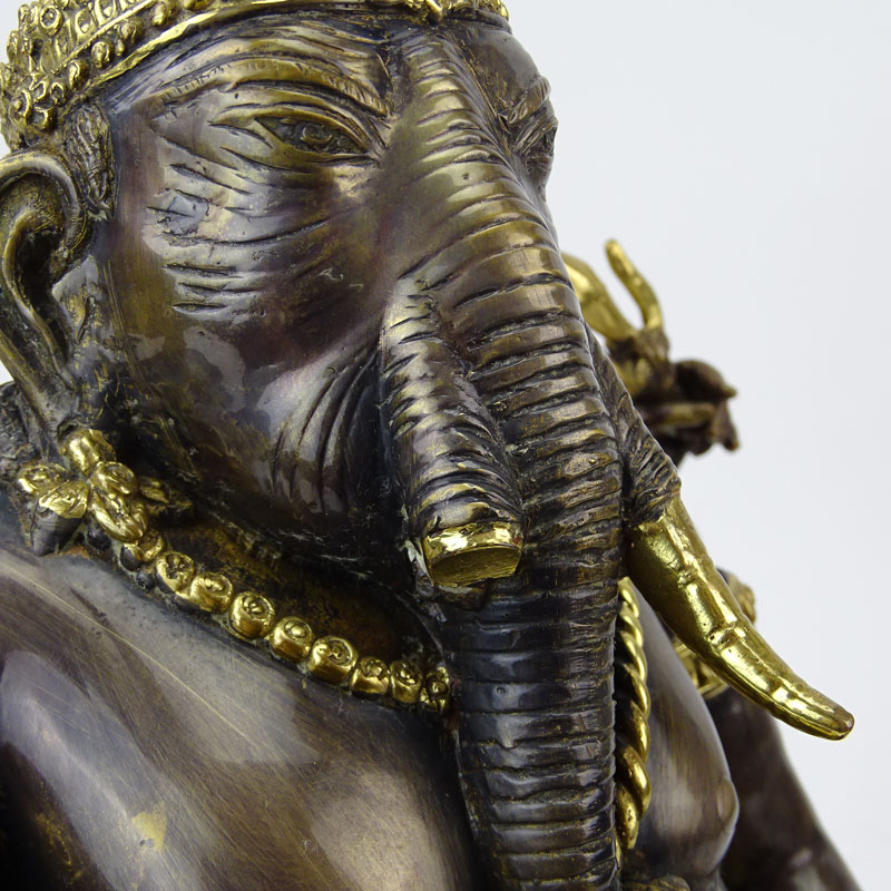 20th Century Thai Hindu Bronze and Gilt Seated Ganesh Sculpture