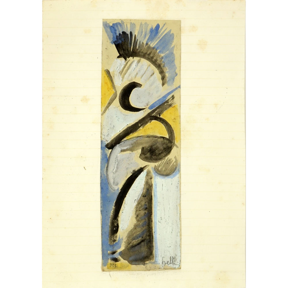 Domenico Belli, Italian  (1909-1983) Watercolor on paper "Futurist Composition"