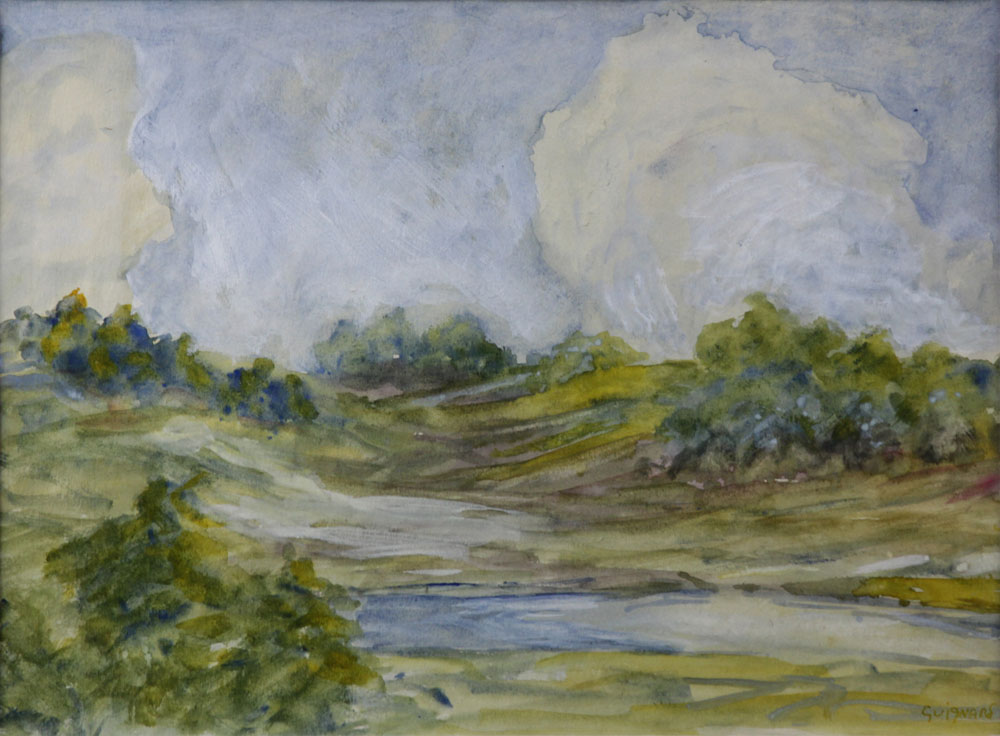 Attributed to: Alberto Guignard, Brazilian (1896-1962) Abstract Watercolor on Paper "Landscape" Signed Lower Right