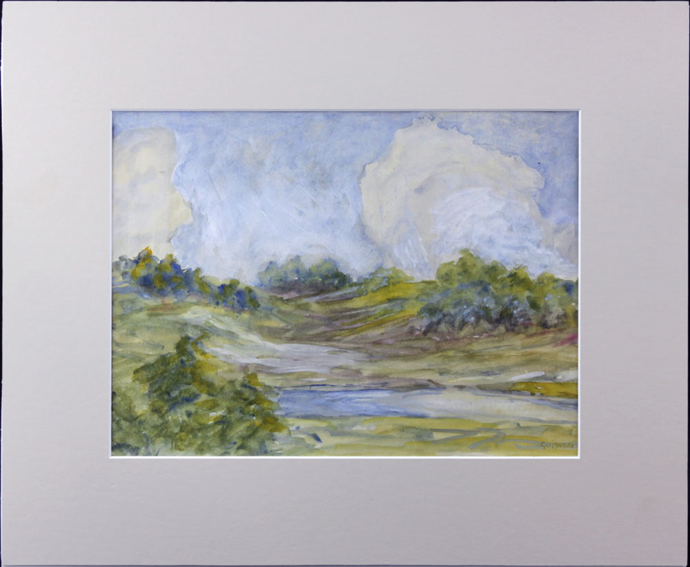 Attributed to: Alberto Guignard, Brazilian (1896-1962) Abstract Watercolor on Paper "Landscape" Signed Lower Right
