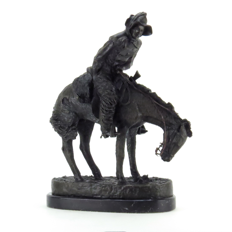 After: Frederic Remington, American (1861-1909) "The Norther" Bronze Sculpture on Marble Base