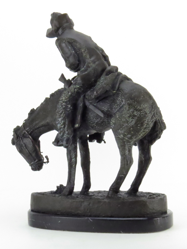 After: Frederic Remington, American (1861-1909) "The Norther" Bronze Sculpture on Marble Base