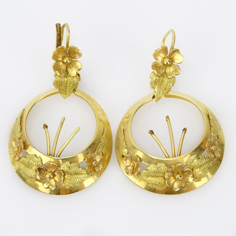 Pair of Victorian 18 Karat Yellow and Rose Gold Earrings
