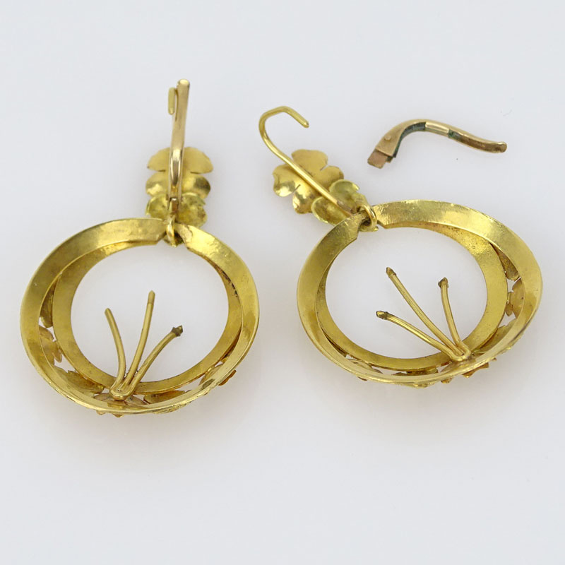 Pair of Victorian 18 Karat Yellow and Rose Gold Earrings
