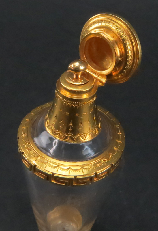 Miniature 19th Century French 18K Gold and Crystal Scent Bottle