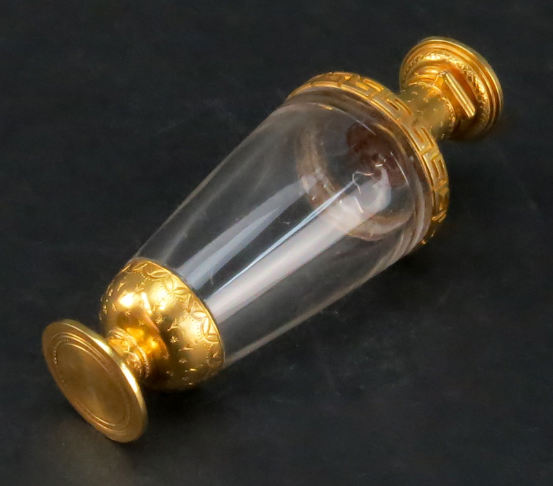 Miniature 19th Century French 18K Gold and Crystal Scent Bottle