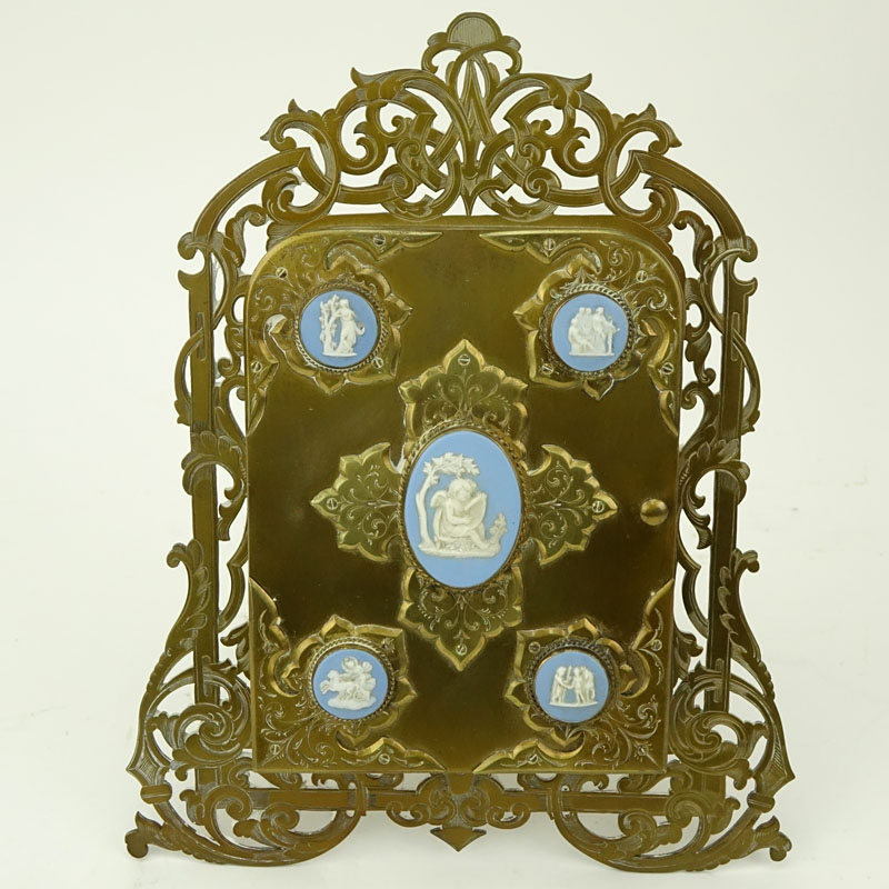 Rococo Style Bronze Triptych Frame With Inset Jasperware Plaques