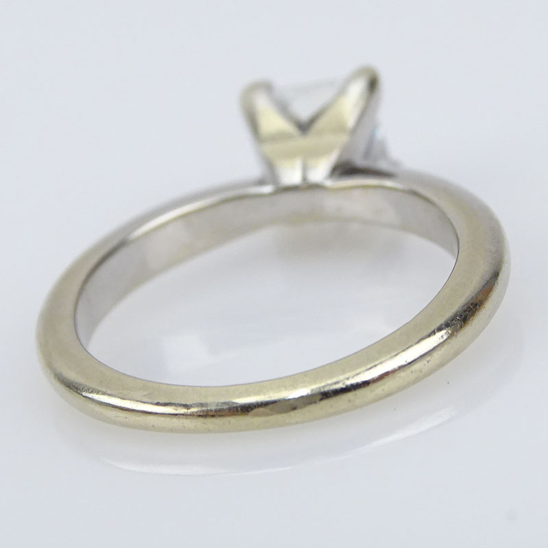 .91 Carat Princess Cut Diamond and 14 Karat White Gold Engagement Ring.