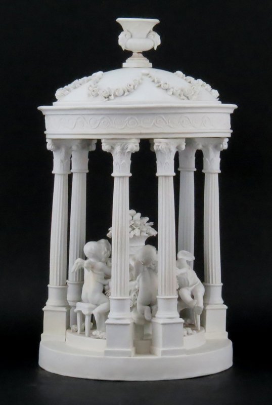 19/20th Century Sevres Style Bisque Porcelain Cherub Figural Centerpiece
