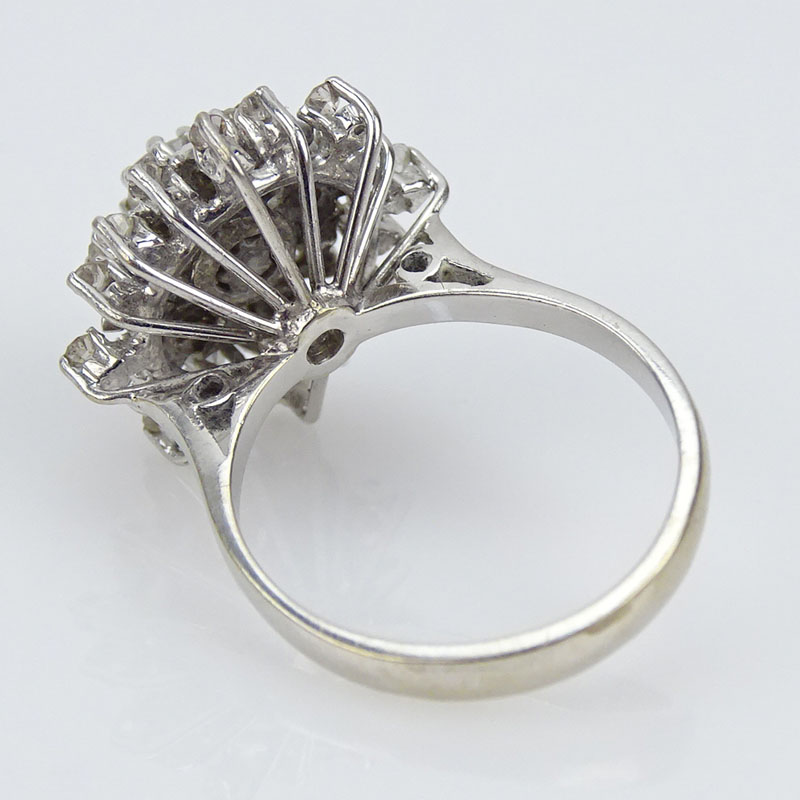 Vintage Diamond and 18 Karat White Starburst Ring