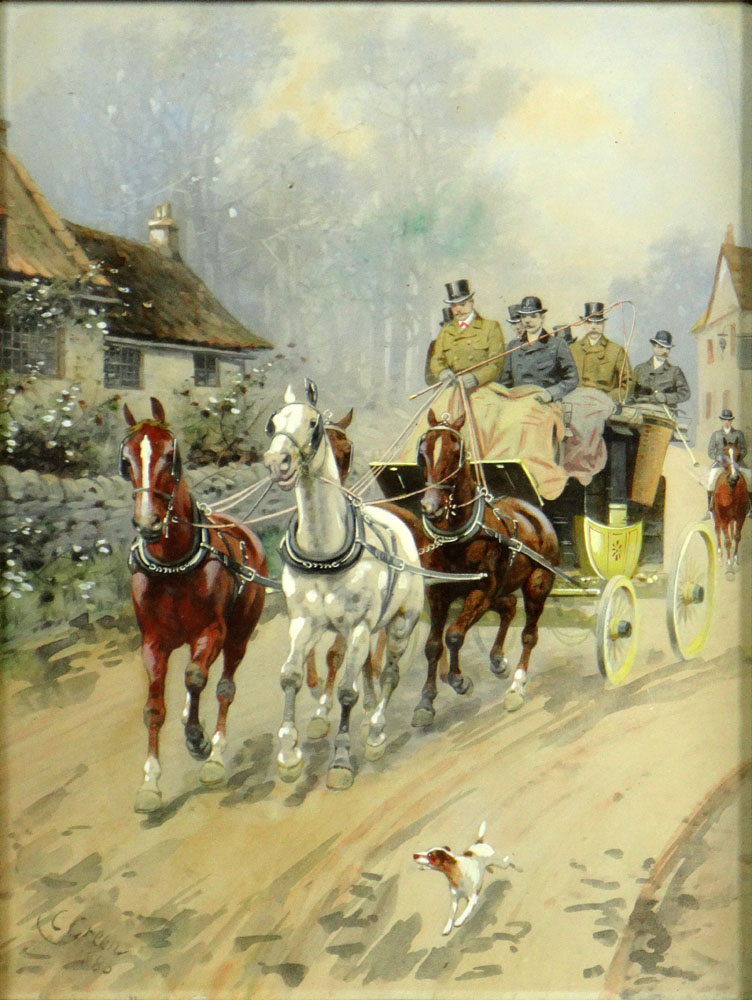 Charles Green, British (1840-1898) Circa 1885 Watercolor and Gouache on Paper "The Stagecoach"